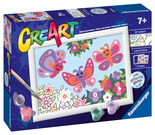 Ravensburger - Creart Serie E Farfalle Glitter | Kit Pittura Bambini | Dipingere Con I Numeri Include Tutto Il Necessario | Giochi Bambini 7 Anni O Più | Creart 7 Anni