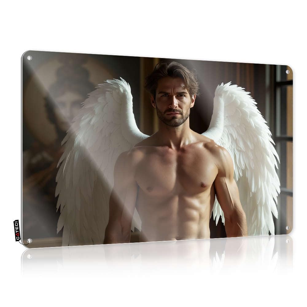 Sujd Colour A Muscular Man With White Wings Stands In An Elegant Room. Preppy Vintage Wall Decor | Painting Vintage Style Private Tailgating Decoration Easy Hang(30X40cm)