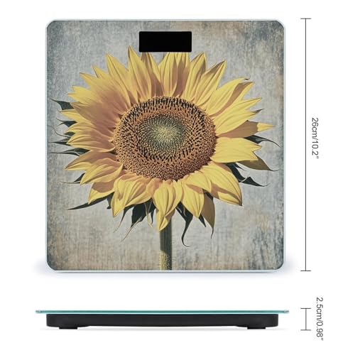 Balanza digital retro girasol para baño y peso corporal miniatura 2