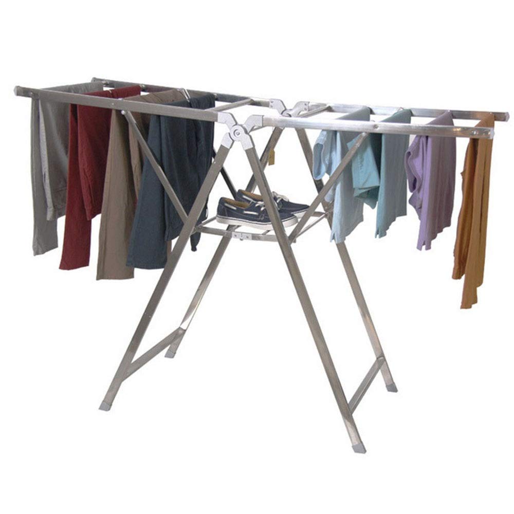 WolFum Étendoir à Linge Pliant Étendoir à Linge Extensible en métal Essentiels ménagers Blanchisserie Sèche et Humide Pliable à l'intérieur pour Un Rangement Facile (Color : Stainless Steel, Size