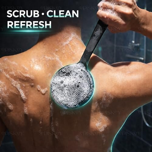 Image of Episkey Soft Silicone Back Scrubber Shower Bath Brush with Long Handle | Flexible Bristles for Smooth Skin | Exfoliating Brush | Body Scrubber for Women, Men & Boys| for Body Wash & Bathing
