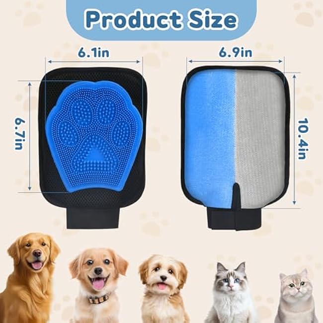 Electrostatic Pet Hair Remover Glove, 2 in 1 Double Sided Pet Hair Removal Glove for Cats & Dogs, Washable Reusable Pet Grooming Glove for Couch, Furniture, Carpet, Car Seat, Curtain (1 PCS)-7kd2tBHv