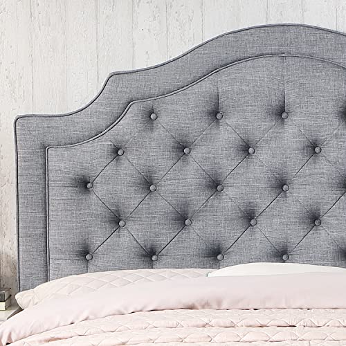 Rosevera Angelo Linen Upholstered Bed With Adjustable Headboard And Button Tufting, Twin, Gray #TOP7