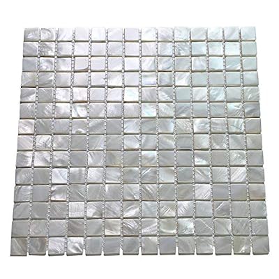 Art3d Mother of Pearl Square Shell Mosaic Tile for Kitchen Backsplashes, Bathroom Walls, Spas, Pools 12" X 12" Pack of 6(Shimmer Gray)