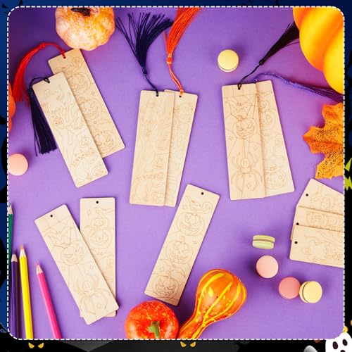 Marque-pages en bois de qualité supérieure avec pompons d'automne - 2