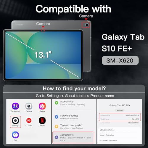 Image of JETech Rotating Cover Case for Samsung Galaxy Tab S10 FE Plus /S10 FE+ 13.1-Inch with S Pen Holder, 360 Degree Rotation Protective Stand Cover Clear Back, Auto Wake /Sleep (Black)