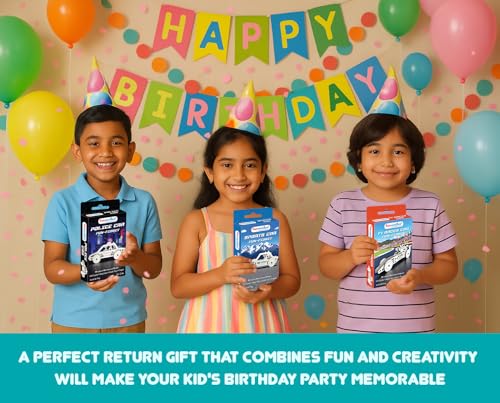 Image of Funvention Birthday Return Gifts (Pack of 24) Fun Fidgets - Cars Series | DIY Mini Mechanical Models 3D Puzzle Return Favours for Kids Birthday Party 5+ Years Made in India Toys Return Gift, Silver