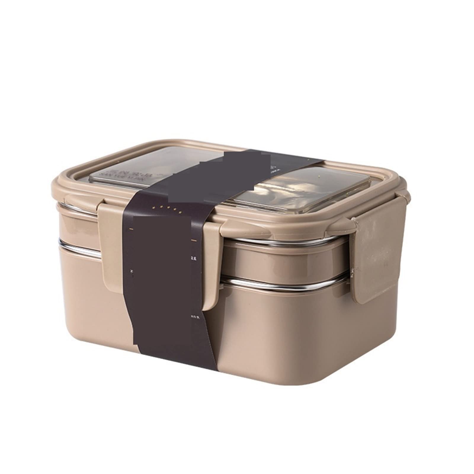 Cajas Bento fiambrera térmica caja de mantenimiento fresco for adolescentes trabajador oficina almuerzo empaquetado portátil for comida trabajo(2 Layer Khaki)