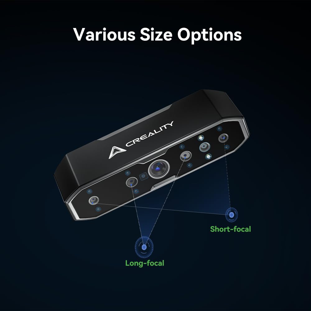 Creality CR-Scan Otter 3D Scanner, Vierlinsiges Stereosystem für 10-2000mm Objekt/Körper/Gesicht Vollfarbscannen, Bis zu 0,02mm Genauigkeit 20fps Geschwindigkeit (MacOS/Windows)