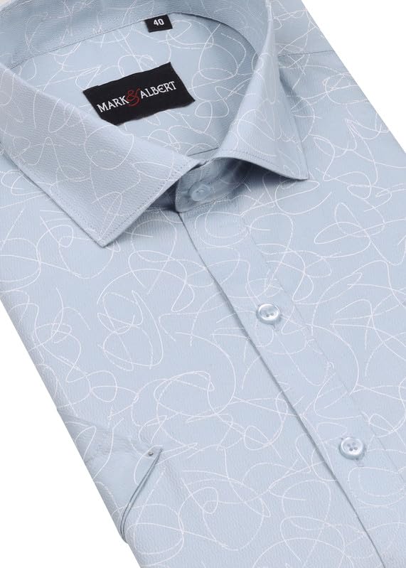 Image of MARK & ALBERT Men's 100% Cotton Printed Half Sleeves Regular Fit Shirt for Men