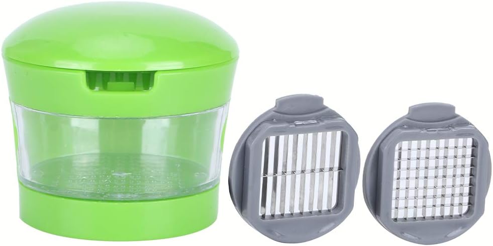 Garlic Press Chopper Mincer Multi Function Kitchen Tool No Smell Easy Clean Durable for Cooking Green 4.1oz