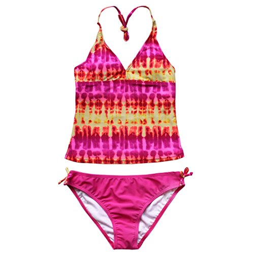 iEFiEL Ragazze Costume da Bagno Bambina Bikini a Due Pezzi Abito da Nuoto Pantaloncini Estate Top Elegante Interno Set Mare Piscina Spiaggia Swimsuit 7-16 Anni Rosa 11-12 Anni