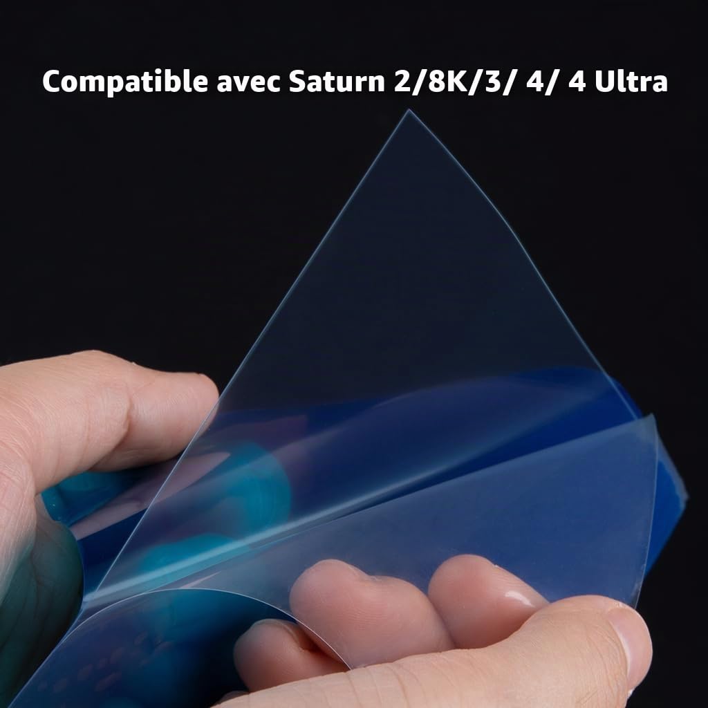 ELEGOO Lot de 5 Films PFA pour Imprimante 3D Saturn 2, 3, 4, 4 Ultra, 4 Ultra 16K, 273x176x0,127 mm