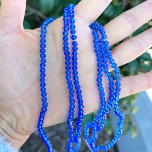 Image of 500pcs Czech Faceted Rondelle Crystal Glass Beads 4mm Small Tiny Bulk Sapphire Blue