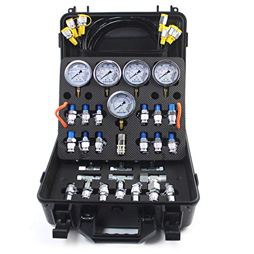 Sinocmp CP-K06056-1 Hydraulic Pressure Test Kit 5 Pressure Gauges 5 Test Hoses 13 Test Couplings 14 Tee Connectors Hydraulic Gauge Kit cover