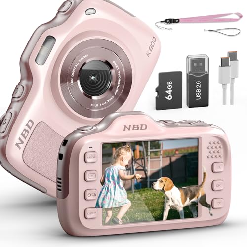 Cámara digital, cámaras de vlogging 4K de 64 MP para fotografía con tarjeta de 64 GB, cámara digital compacta portátil para adolescentes, adultos, principiantes, estudiantes con zoom de 16X, enfoque