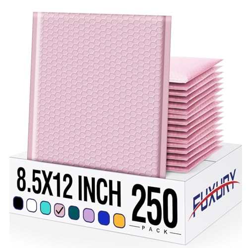 Image of Fuxury Bubble Mailer 8.5x12 250 Pack,Light Pink#2 Poly Bubble Mailers,Self Seal Padded Envelopes,Waterproof Bubble Mailing Envelopes,Cushioning Packaging Bags for Books,Clothes, Makeup Supplies