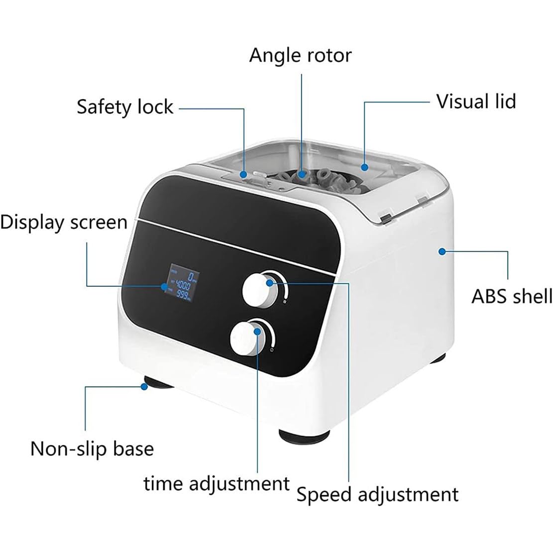 Centrifuga da Tavolo elettrica 0-4000 Giri/min Centrifuga da Laboratorio PRP Centrifuga con Schermo LCD Digitale, centrifuga Medica per siero/Grasso Separato, 8 Fori
