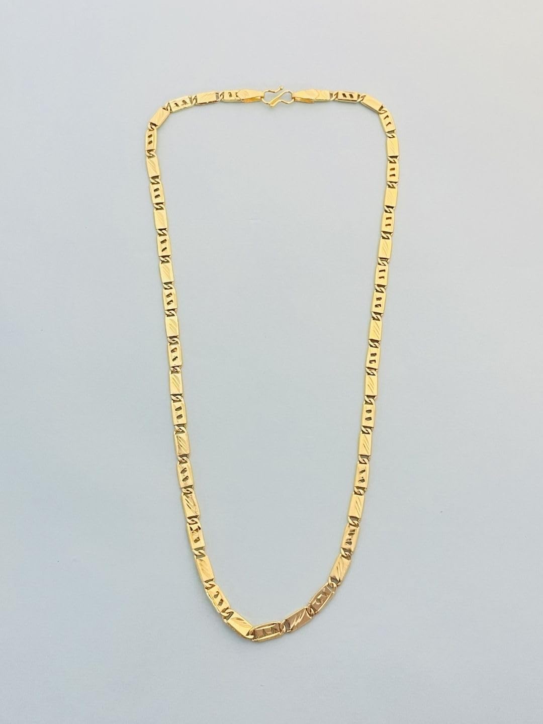 Stylish Chain for Boys and Men | Gold Plated Brass Chain | 1 Gram Gold Look | 18 Inch | Minimal Design Jewellery | Long Lasting Colour | Gift for Men