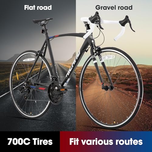 HILAND 14 Speeds 700C Road Bike, Light Weight Aluminum Frame