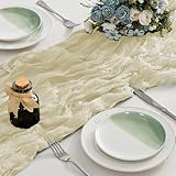 Zoom IMG-1 runner tavolo in garza beige Zoom IMG-1 runner tavolo in garza beige