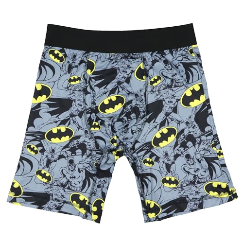 DC Comics Batman Boxers Briefs Men's Retro Bat Logo All Over Print Snug Fit Underwear