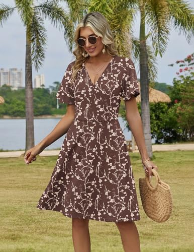 Image of Zeagoo Womens Summer Dresses Wrap V Neck Dress Floral A-Line Ruffle Sleeve Casual Sundress with Pockets 2026