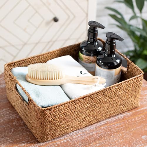 Panier de rangement en osier 12x8x4 pouces avec poignées intégrées - 4