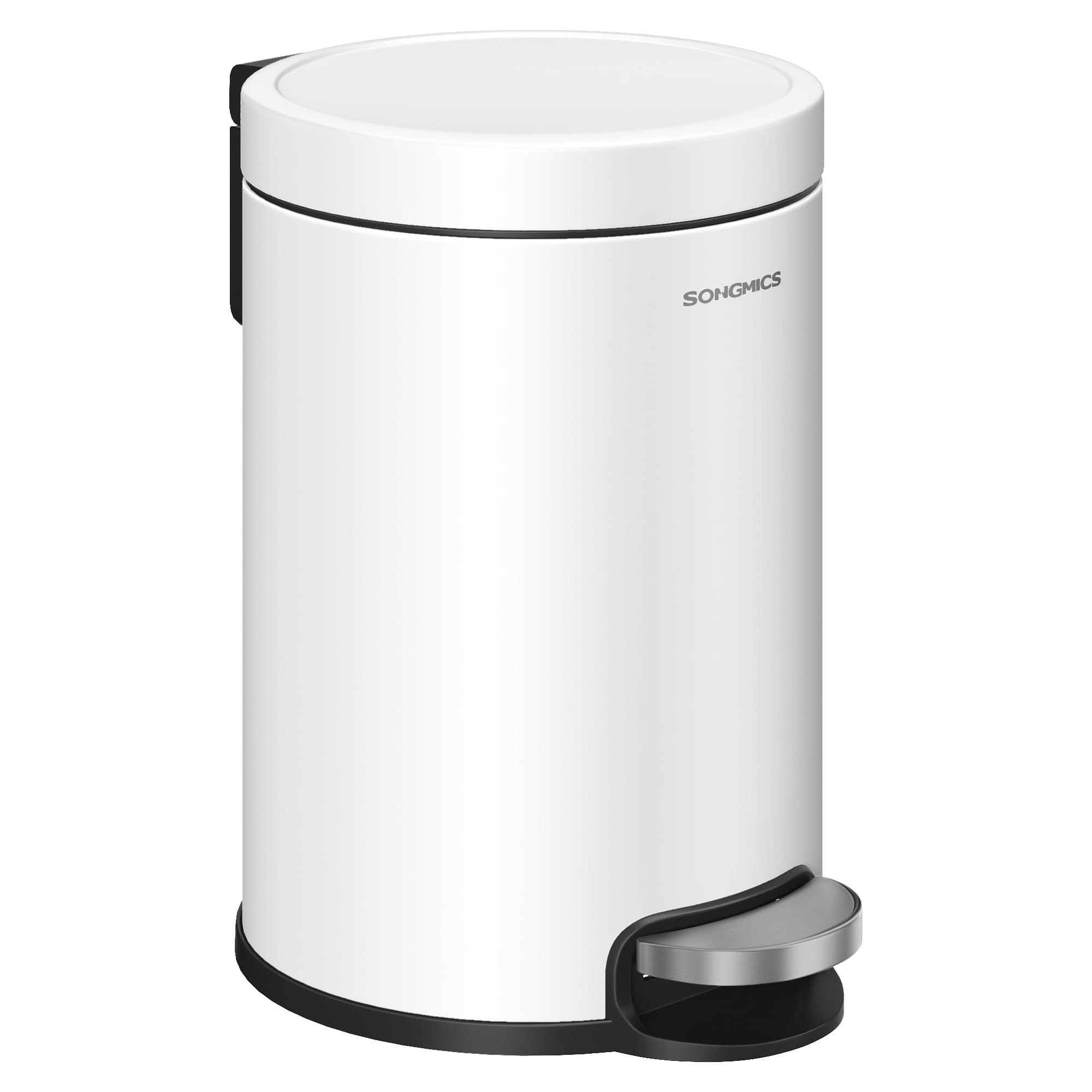 SONGMICS Bathroom Pedal Bin, 0.8 Gallon (3 L) Steel Toilet Bin with Soft-Close Lid, Inner Bucket, for Waste, Bedroom, Cloud White LTB013WZ01