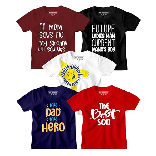 Image of Be Awara Pack of 5 Boys Printed Kids T-Shirt Combo