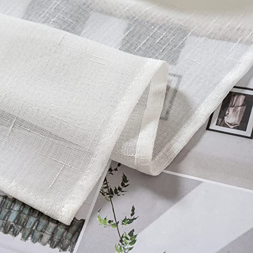 MIULEE Leinenoptik Voile Vorhänge Ösen 1er Weiß 300x245cm – Ansicht 5