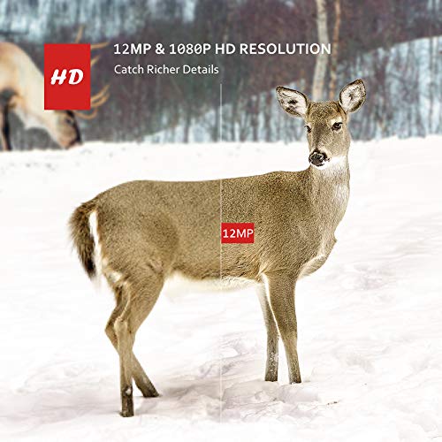 Victure Trail Game Camera 1080P 12MP Wildlife Camera Motion Activated Night Vision with 2.4 inch LCD Display IP66 Waterproof Design for Wildlife Hunting and Home Security