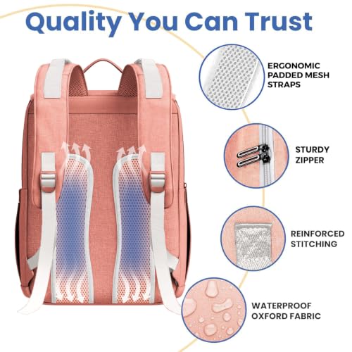 Image of PILLANI Baby Diaper Bag Backpack - Toddler Backpack - Baby Bag for Girls & Boys, Large Waterproof Diaper Backpack - Diaper Bags with Changing Pad, Best Baby Shower Gifts - Stylish Pink Cute Diaper Bag