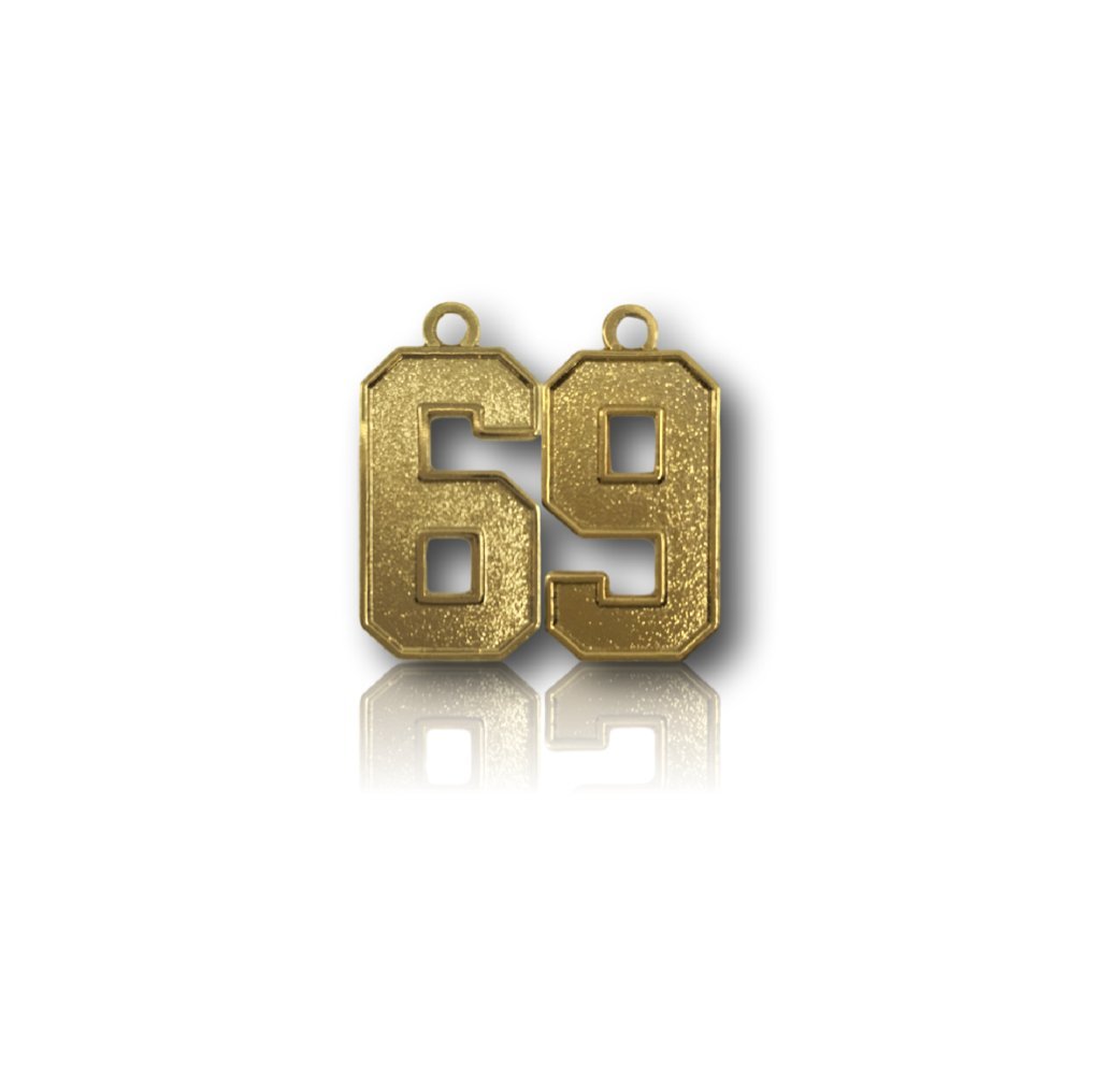 Number 69 Gold Plated Jersey Style Sports Necklace Charm Pendant (0.8