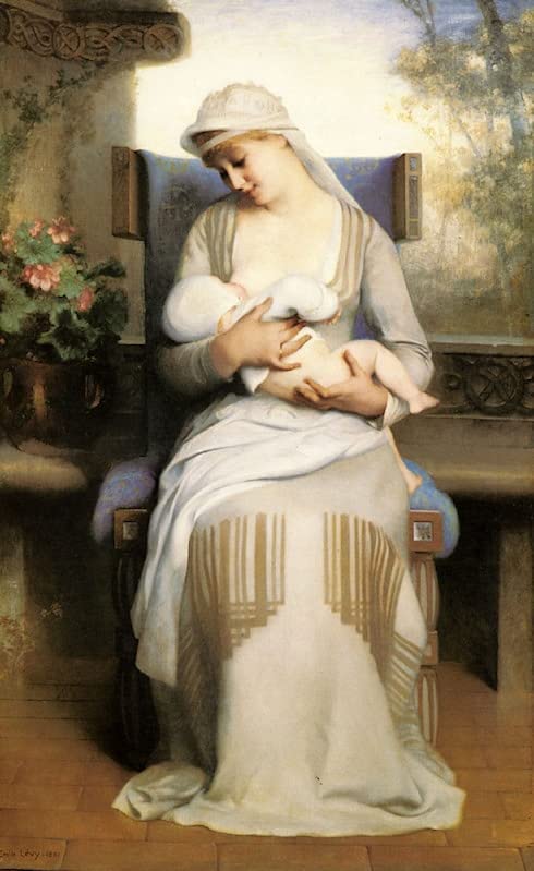 Affiche toile Jeune mère Émile Lévy 60x90cm reproduction portrait