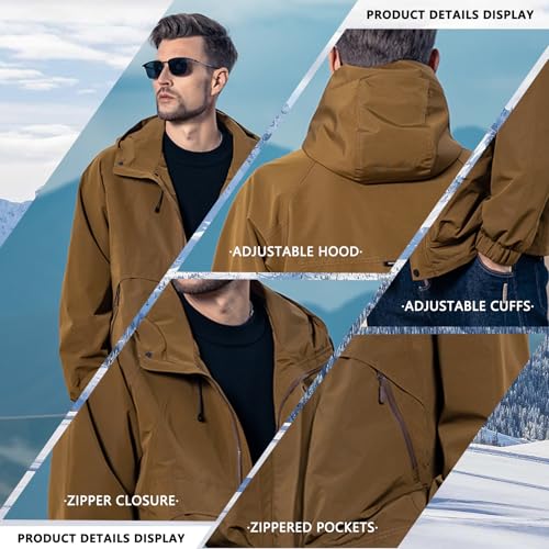 Image of 2024 autumn men's hooded windproof jacket, mountain embroidery jacket, autumn outdoor workwear jacket