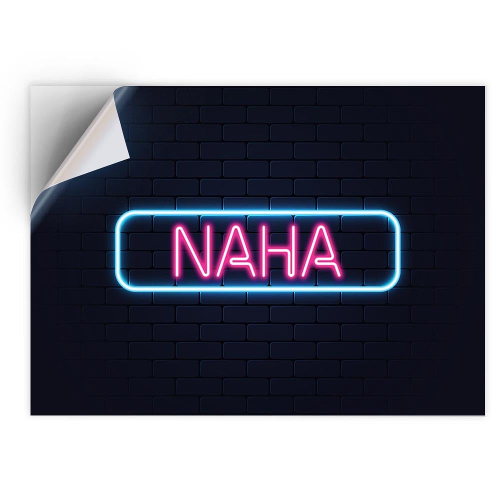 1 x Vinyl Sticker A5 - Rectangle Shape 21x15,8cm Neon Sign Design Naha City Japan Vertical (Portrait) Art Print Decal Laptop Tablet Luggage Car Wall Fridge Door Sticker #351314