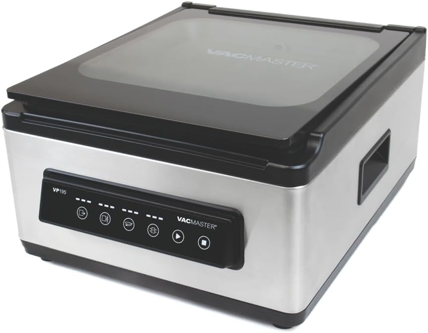 VacMaster VP195 Chamber Vacuum Sealer, 2-in-1 Sealing Power, Dual Function Chamber & External Sealing, Internal for Pouches 12"x12", External for Textured Pouches 12" & Longer, Stainless Steel