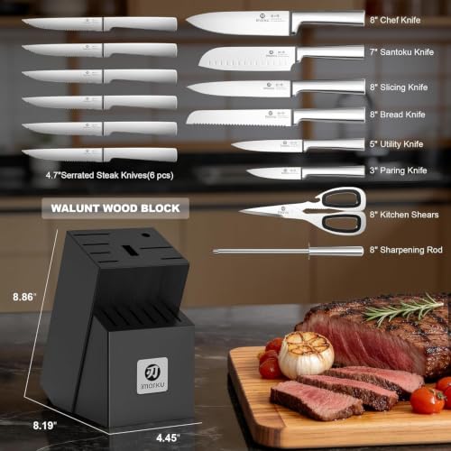 Image of imarku 15-Piece Knife Block Set Built-in Sharpener