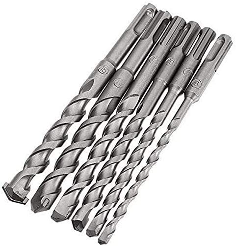 6-teiliges SDS-Plus-Bohrhammer-Bohrmeißelset Runder Griff Zwei Schlitze Schlagbohrer 6 mm 8 mm 10 mm 12 mm 14 mm 16 mm Werkzeug