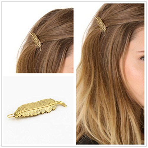Minimalist Dainty Gold Leaf Feather Festival Floral Metal Tree Leaves Hairpin Hair Clips Accessories Barrettes Bobby Pin Wedding Bridesmaids Bridal Statement Headwear Headdress Styling Jewelry GIFT