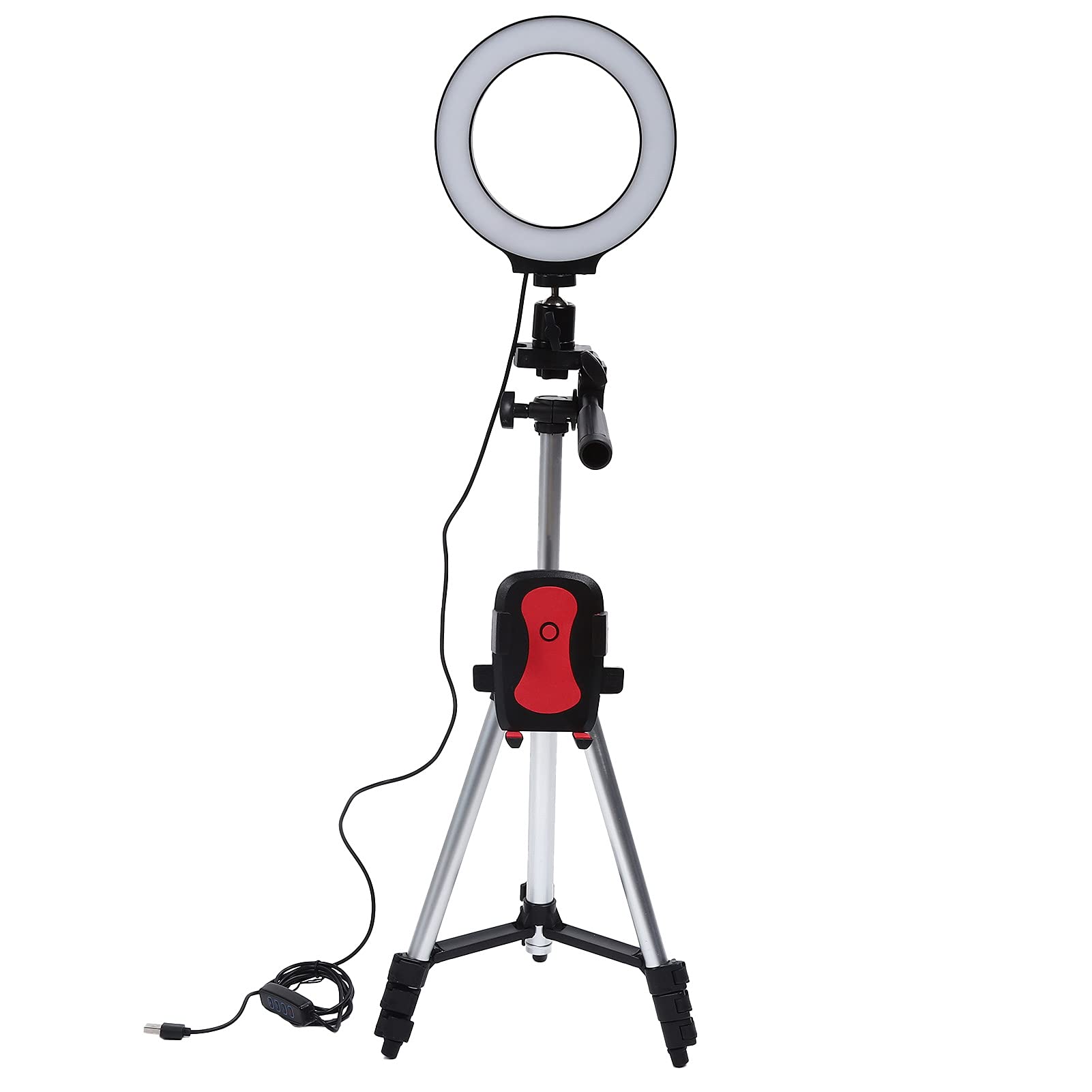 Anello Luminoso a LED Dimmerabile con Treppiedi per Studio Video di Trucco, Lega di Alluminio, Diametro Anello di 6,2 Pollici, Alimentato Tramite USB per Lampada da Scrivania o da Terra