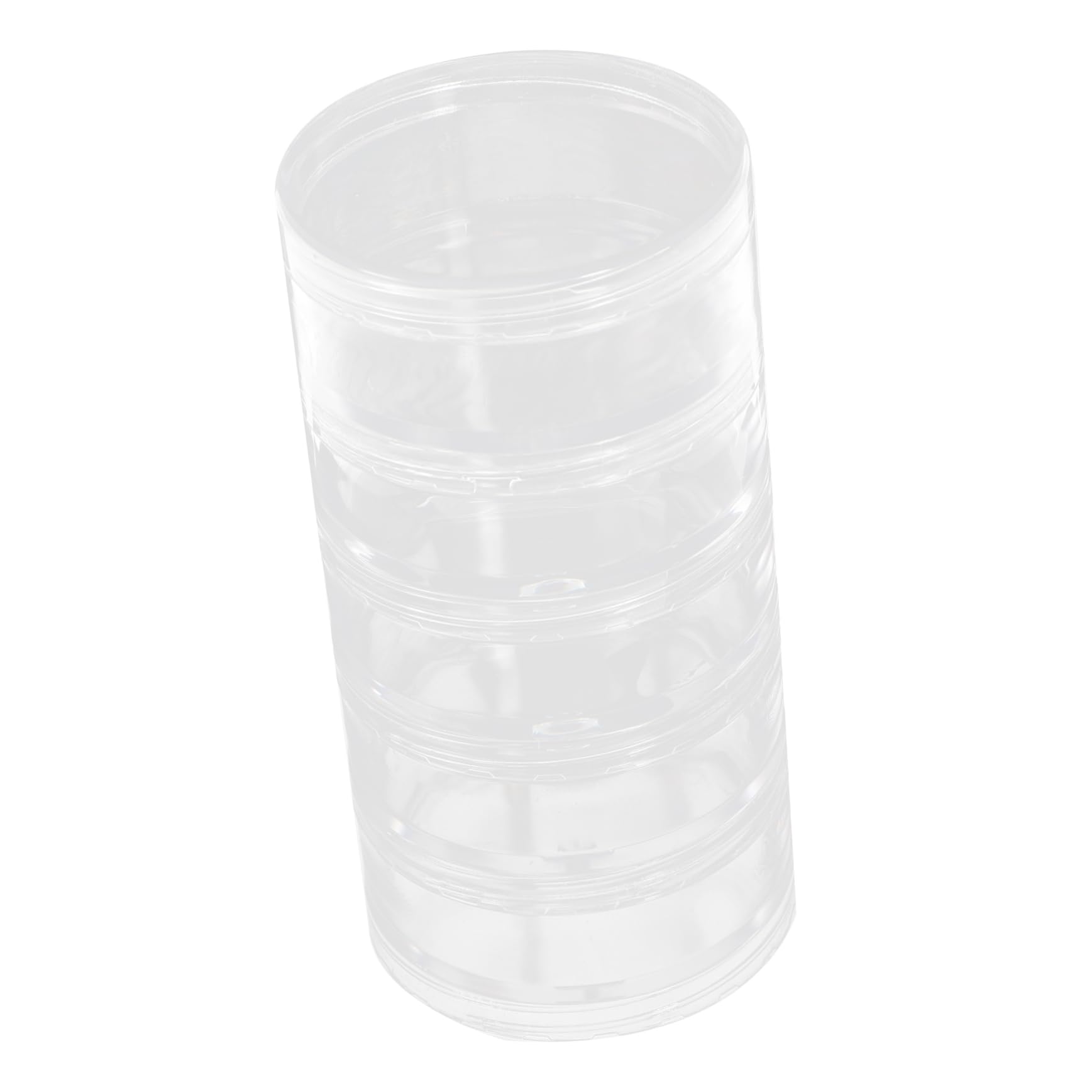 COSMEVIVI Cosmetics Storage Box 5 Layers Round Plastic Jewelry Box Dividers Bead Organizer Pill Container