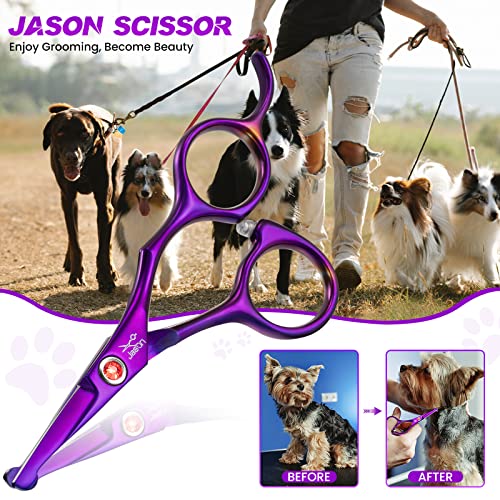 Jason 45 Dog Grooming Scissor  Professional Straight Shear with Round Tips Japanese Stainless Steel Scissors for Dogs Cats and Other Pets  Cucciolini Doodles Jason 4 5 dog grooming scissor  professional straight shear with round tips japanese stainless steel scissors for dogs cats and other pets   cucciolini doodles