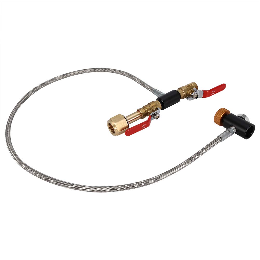 Connettore di Ricarica CO2, Adattatore di Ricarica Bombola CO2 G1/2 Con Tubo Flessibile e 2 Valvole di Accensione/Spegnimento per il Riempimento del Serbatoio Sodastream(24 inch with Gauge)