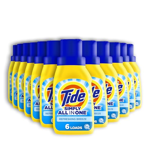 Image of Tide Simply All-In-One Liquid Laundry Detergent, Refreshing Breeze Scent, 10 fl oz Each (Pack of 12)