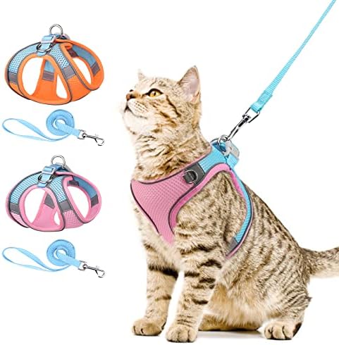 Ankilo Dog Harness and Leash Set, [New Version] Summer Super Breathable Dog Vest Harness, Adjustable Reflective Escape Proof Dog Harness, Pet Harness for Dog Walking Training, S, Pink