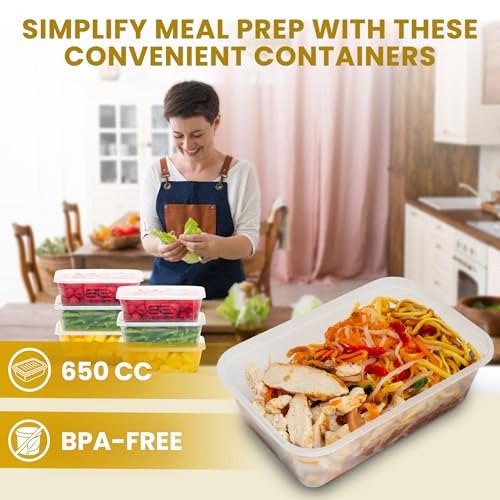Image of Superior Takeaway Containers with Lids - 20 Pcs Durable 650ml Crack-Resistant Rectangular Food Containers with Lids -Microwave Safe Leak-Proof Takeaway Containers- Perfect for Meal Prep & Food Storage