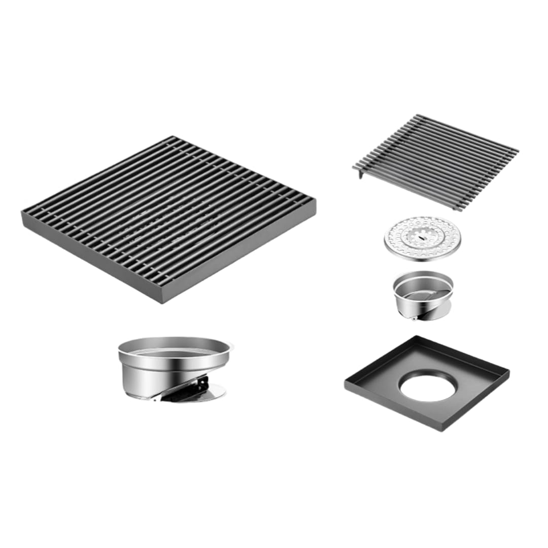 KJdxfhFH Bathroom floor drains, Outdoor Large Caliber Floor Drain Stainless Steel Thickened(20 * 20cm Gray)