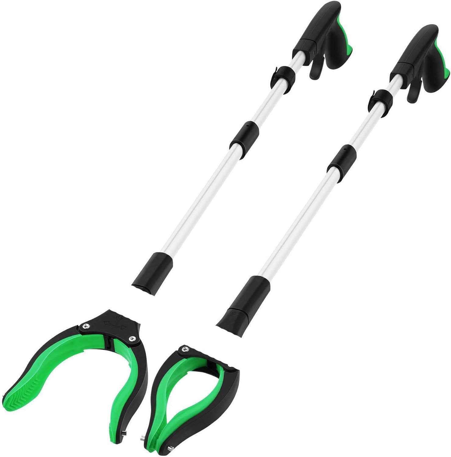 2Pack Reacher Grabber Tool with Light, Durable Foldable